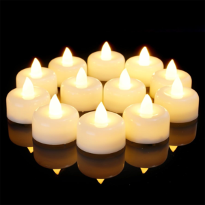 12 Pack Tea Lights Battery Operated, LED Warm White Flameless Candles, 100+Hour Votive Flameless Tealight Candles, Electric Tealight Candles for Halloween, Christmas, Home Decorations