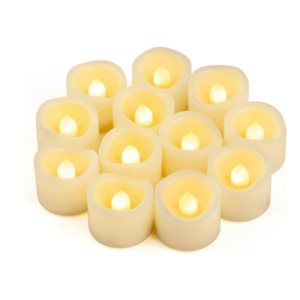 12 PCS LED Flameless Flickering Tea Lights Votive Candle Battery Operated/Electric Flicker LED Tealight Bulk Fake Candles for Halloween Christmas Wedding Party Decorations (Warm White)