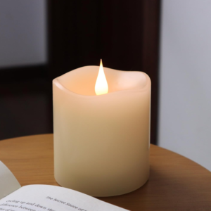 Flameless Candles Battery Operated with Timer, 3D Moving Flame Flickering, Last 600+ Hours Battery Candles, 3" x 3" Ivory Real Wax Electric LED Candle for Wedding Party Decorations