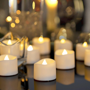 48-Pack Novelty Flickering Flameless Tea Lights Candles, 200+Hours Battery-Operated LED Fake Candles for Wedding Table Centerpieces,Proposal,Anniversary, White Base, Ø1.5'' × H1.3''