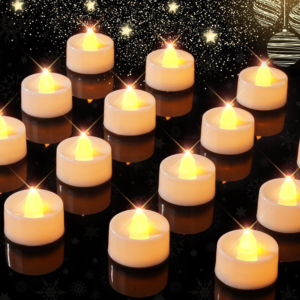Flameless TeaLights Candles with Timer,6 Hours On and 18 Hours Off in 24 Hours Cycle Automatically,Pack of 12 Battery Operated LED Tea Lights Flickering Votive Candles Timer Warm Yellow Light